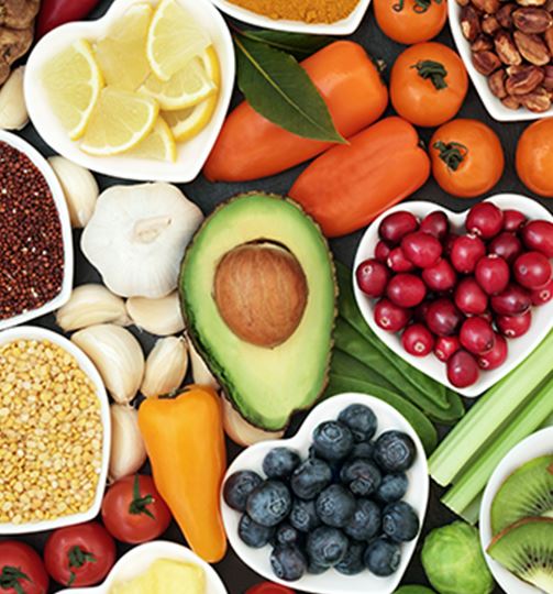 Fruits and vegetables in a pile