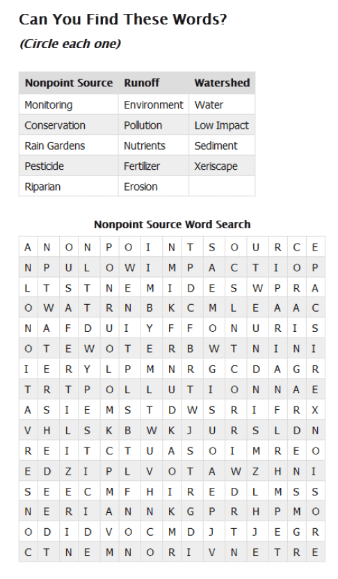 Stormwater Word Search Picture
